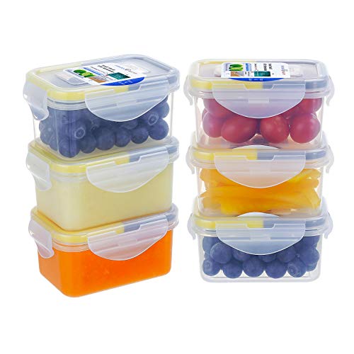 Easylock Frischhaltedosen-Set, 180 ml, 6 Stück, klein, aus Kunststoff, mit Deckel, luftdicht, auslaufsicher für Lebensmittel, BPA-frei, für Mikrowelle, Kühlschrank und Gefrierschrank geeignet von EASYLOCK