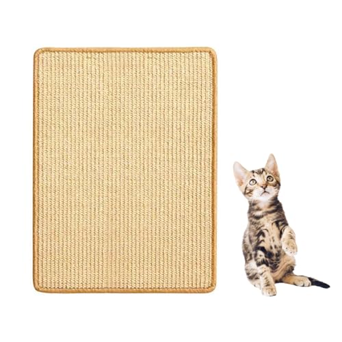 Kratzmatte Katze Sisal Teppich Katzen 60 x 40cm Kratzteppich Katze EASYLOCK Katzenkratzbretter Kratzschutz Sofa Katze (Beige) von EASYLOCK