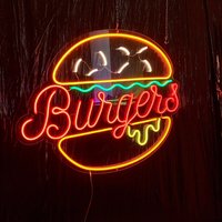 Burger Leuchtreklame, Leuchtreklame - Neon Bar Schild, Wanddekor, Wandschild, Fast Food Restaurant Lebensmittel von EASYNEON