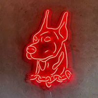 Dobermann - Led Neon Schild, Hund Benutzerdefinierte Haustier Neonlicht, Wohndekor, Geschenk, Schlafzimmer Schild von EASYNEON