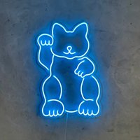 Maneki Neko Leuchtreklame, Katzen Glückskatze Benutzerdefinierte Wanddekoration, Schlafzimmer Leuchtreklame von EASYNEON