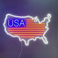 Usa Leuchtreklame. Flagge Light Up Neon Wandkunst Wanddekoration Schlafzimmer Svg Karte Fotowand Amerika Neon von EASYNEON