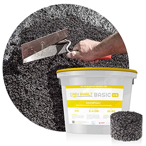 EASYPHALT BASIC Kaltasphalt 0-5 mm, 25 kg wiederverschließbarer Eimer, Reparaturasphalt, Ausbesserungsarbeiten, nicht reaktiv, gebrauchsfertig, lösemittelfrei, sofort verkehrstauglich EASYPHALT BASIC Kaltasphalt 0-5 mm, 25 kg wiederverschließbarer Eimer, Reparaturasphalt, Ausbesserungsarbeiten, nicht reaktiv, gebrauchsfertig, lösemittelfrei, sofort verkehrstauglich von Buosha