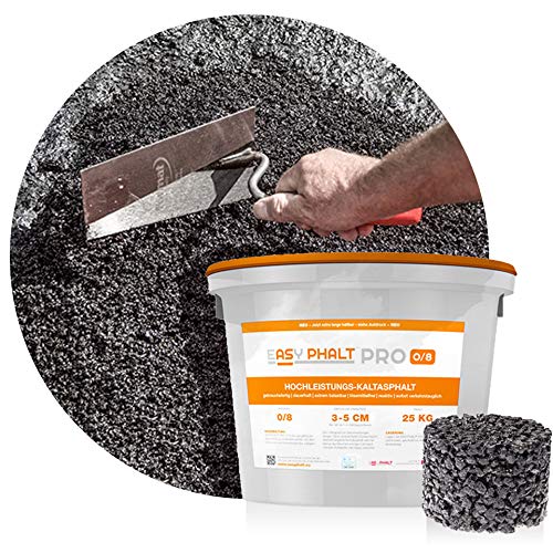 reaktiver Hochleistungs- Kaltasphalt EASYPHALT PRO, Körnung 0-8 mm, 25 kg im wiederverschließbaren Eimer, Reparaturasphalt von EASYPHALT