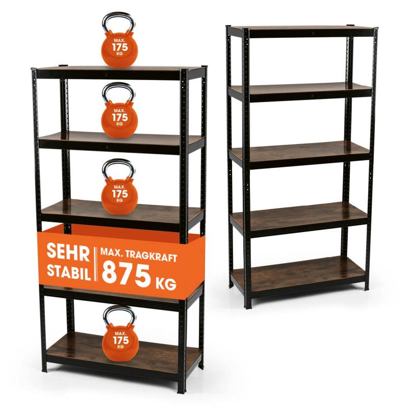 2 in 1 Schwerlastregal & Werkbank  - 2er-Set - 180 x 90 x 40 cm - Holzoptik von EASYmaxx