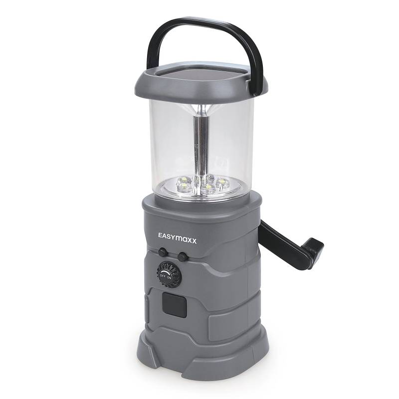 Akku-Lampe mit Radio - Lädt über Solar, Kurbel und USB von EASYmaxx