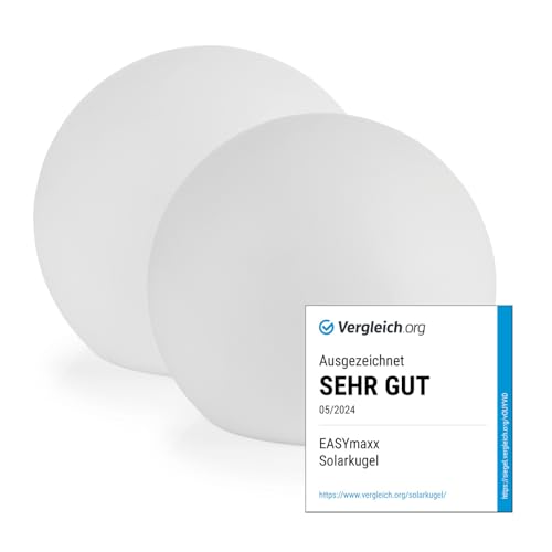 EASYmaxx 2er- Set LED Solarleuchte mit Farbwechsel | Deko Gartenleuchte mit LED Beleuchtung | Wunderschöne Lichteffekte mit Tageslichtsensor In & Outdoor | Gartendeko Witterungsbeständig, Kugel 30 cm EASYmaxx 2er- Set LED Solarleuchte mit Farbwechsel | Deko Gartenleuchte mit LED Beleuchtung | Wunderschöne Lichteffekte mit Tageslichtsensor In & Outdoor | Gartendeko Witterungsbeständig, Kugel 30 cm von EASYmaxx
