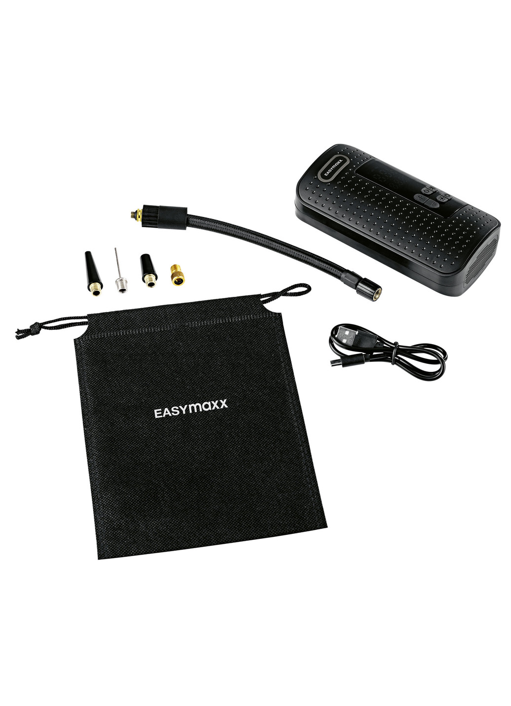 EASYmaxx Akku-Handkompressor mit LED-Beleuchtung, Schwarz von EASYmaxx