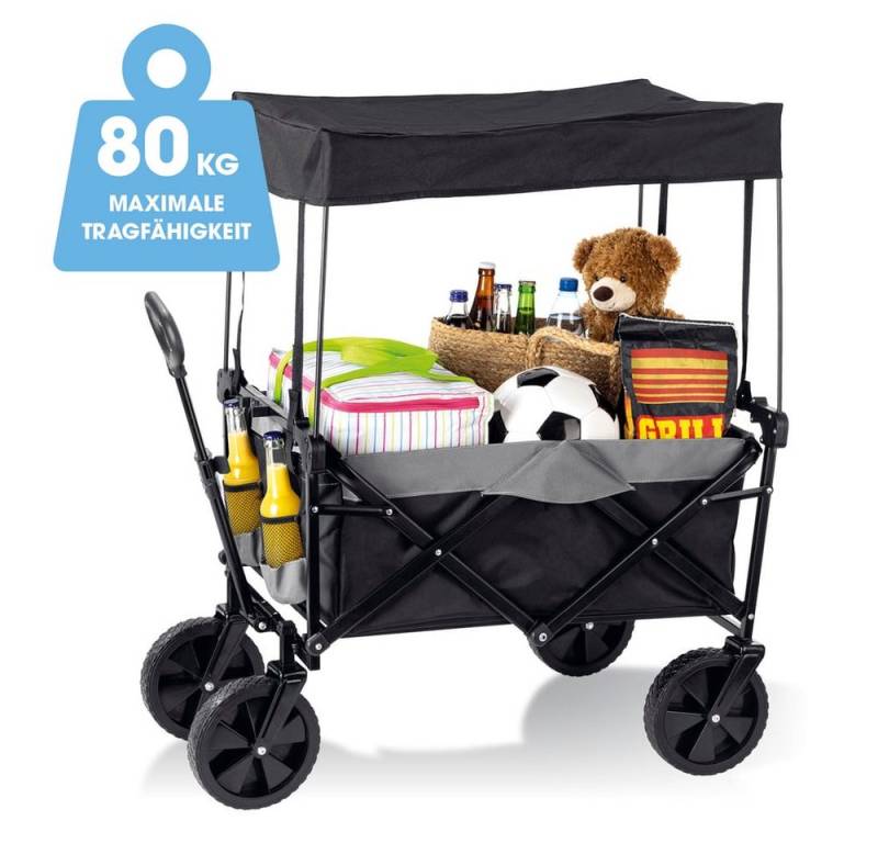 EASYmaxx Bollerwagen Bollerwagen faltbar - bis 80 kg, Handwagen Strand Picknick Transportwagen von EASYmaxx