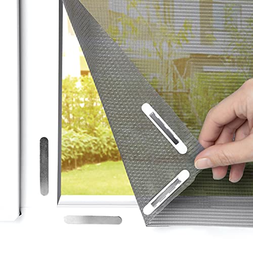 EASYmaxx Pollenschutz für Fenster mit Magic Click | Individuell zuschneidbar für alle Fenster bis 150 x 130 cm | Einfache Montage mit 12 Magneten - kein Bohren oder Schrauben [Anthrazit] von EASYmaxx