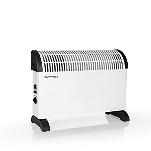 EASYmaxx Heizkonvektor 2000 W Elektro Heizung | mobilier Heizstrahler | energiesparendes Thermostat | Turbo-Heizung 3 Stufen Radiator schnelle Wärme + Überhitzungsschutz [Stahl | weiß/schwarz] von EASYmaxx