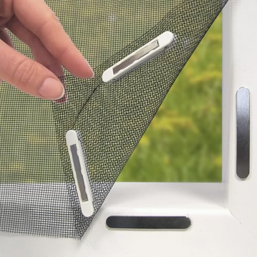 EASYmaxx Insect Protect Fliegengitter Fenster mit Magnetbefestigung | zuschneidbares Moskitonetz | Insektenschutz Fenster bis 110 x 130 cm | Mückenschutz Magnet - leichte Montage [Schwarz] von EASYmaxx