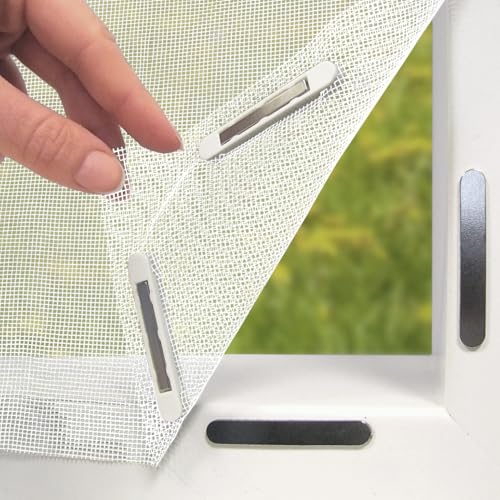EASYmaxx Insect Protect Fliegengitter Fenster mit Magnetbefestigung | zuschneidbares Moskitonetz | Insektenschutz Fenster bis 130 x 150 cm | Mückenschutz Magnet - leichte Montage [Weiß] von EASYmaxx