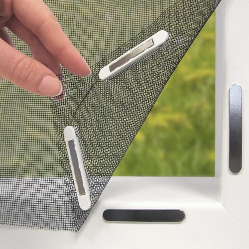 EASYmaxx Insect Protect Fliegengitter Fenster mit Magnetbefestigung | zuschneidbares Moskitonetz | Insektenschutz Fenster bis 150 x 180 cm | Mückenschutz Magnet - leichte Montage [Schwarz] von EASYmaxx