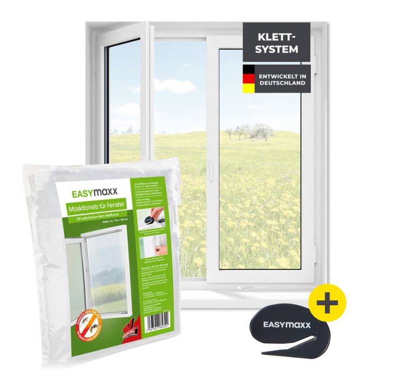 EASYmaxx Insektenschutz-Fensterrahmen Insect Protect Insektenschutzgitter 110x130cm mit Klettverschluss, (1-St), Moskitonetz, Montage ohne Bohren, zuschneidbarer Insektenschutz von EASYmaxx