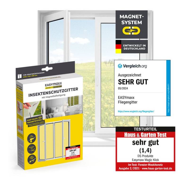 EASYmaxx Insektenschutz-Fensterrahmen Insect Protect Insektenschutzgitter mit Magnetbefestigung, (1-St), Schutz gegen Mücken, Fliegen, Wespen etc. magnetisch leicht anbringbar von EASYmaxx