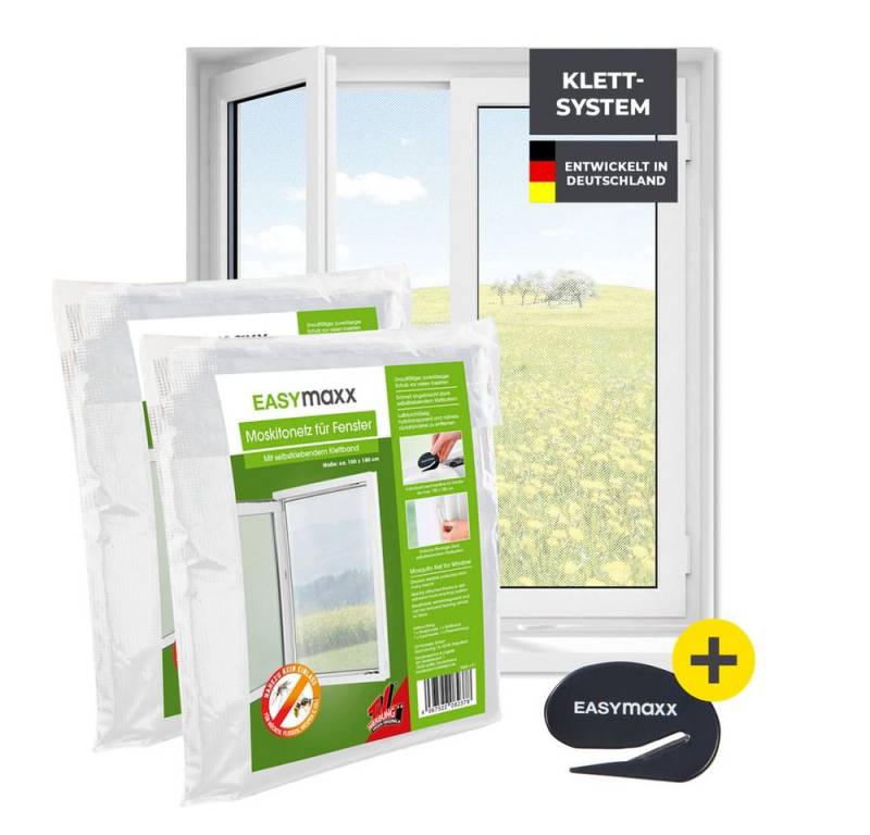 EASYmaxx Insektenschutz-Fensterrahmen Insektenschutzgitter 150 x 180 cm mit Klettverschluss,  2er Set, (2-St), zuschneidbarer Insektenschutz Fenster,  mit Klettband selbstklebend von EASYmaxx