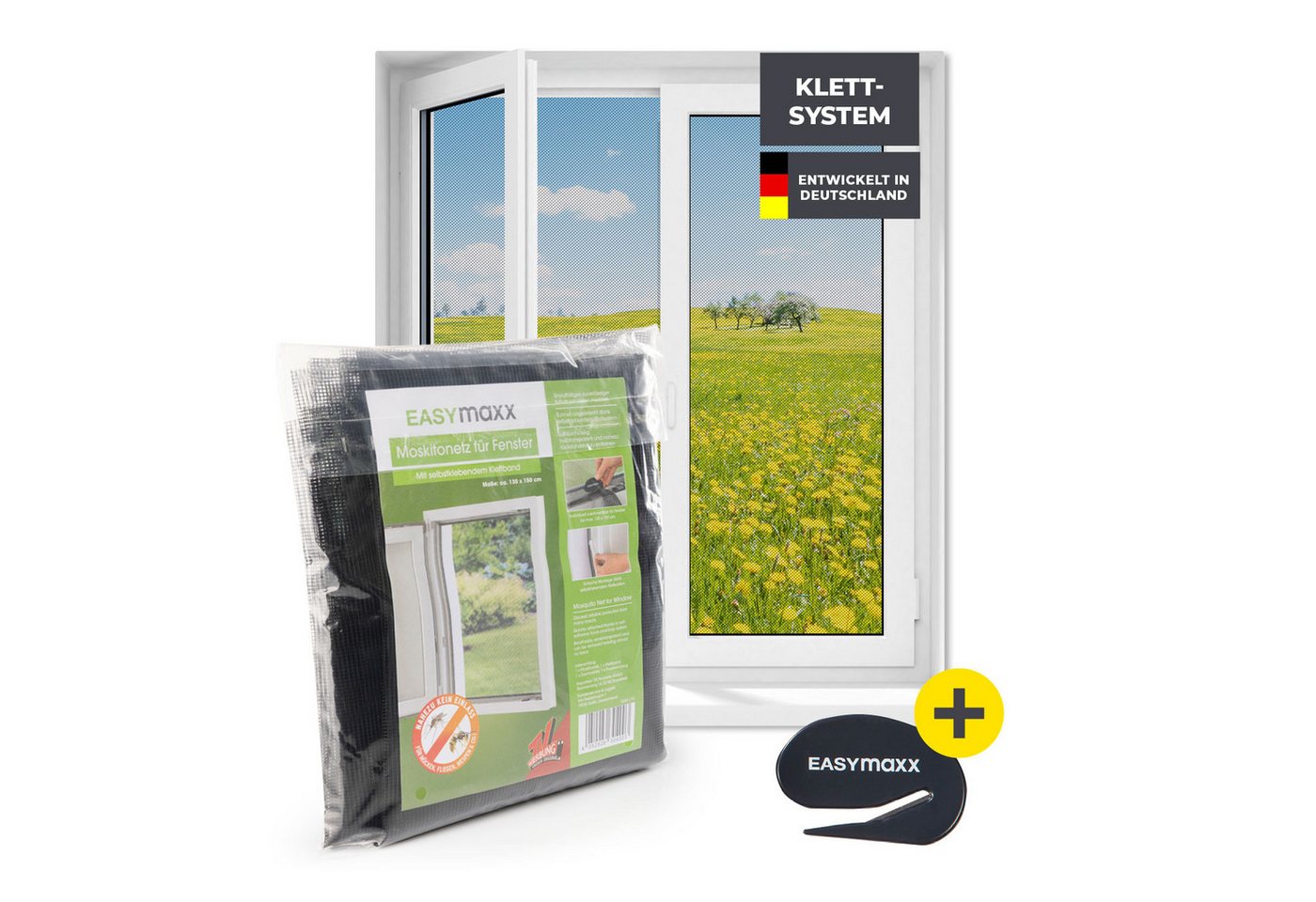 EASYmaxx Insektenschutz-Fensterrahmen Moskitonetz mit Klettverschluss, (1-St), 130x150cm zuschneidbar mit Klettbefestigung von EASYmaxx