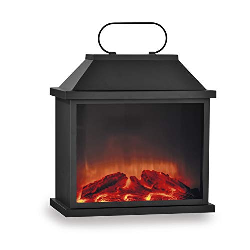 EASYmaxx LED-Kamin | Lodernde Flammen | Schwarz (Laterne groß (30 x 18 x 31,5 cm)) von EASYmaxx