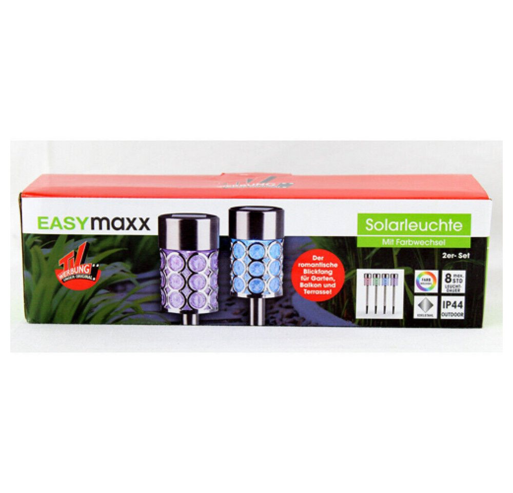 EASYmaxx LED Solarleuchte 2-er Set LED Edelstahl Solarleuchte Farbwechsel Gartenstecker EAS-2 EASYmaxx LED Solarleuchte 2-er Set LED Edelstahl Solarleuchte Farbwechsel Gartenstecker EAS-2 von EASYmaxx