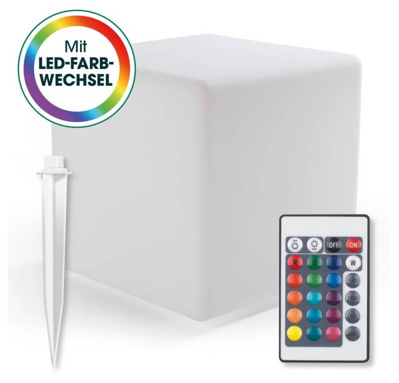 EASYmaxx LED Solarleuchte Solar-Leuchte Dekowürfel weiß 30x30cm, perfekte Dekobeleuchtung für den Garten, Terrasse, Balkon etc. von EASYmaxx