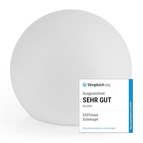 EASYmaxx LED Solarleuchte mit Farbwechsel | Deko Gartenleuchte mit LED Beleuchtung | Wunderschöne Lichteffekte mit Tageslichtsensor In & Outdoor | Gartendeko Witterungsbeständig IP67, Kugel 30 cm von EASYmaxx