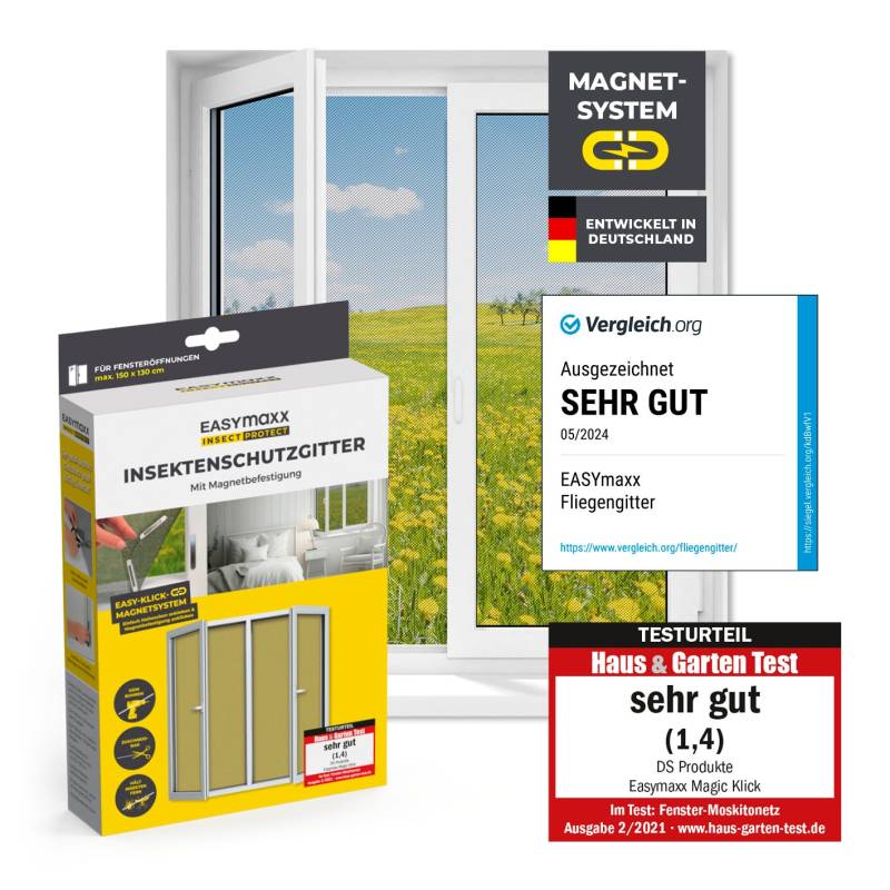 Insektenschutzgitter mit Magnetbefestigung - bis 150 x 130 cm von EASYmaxx