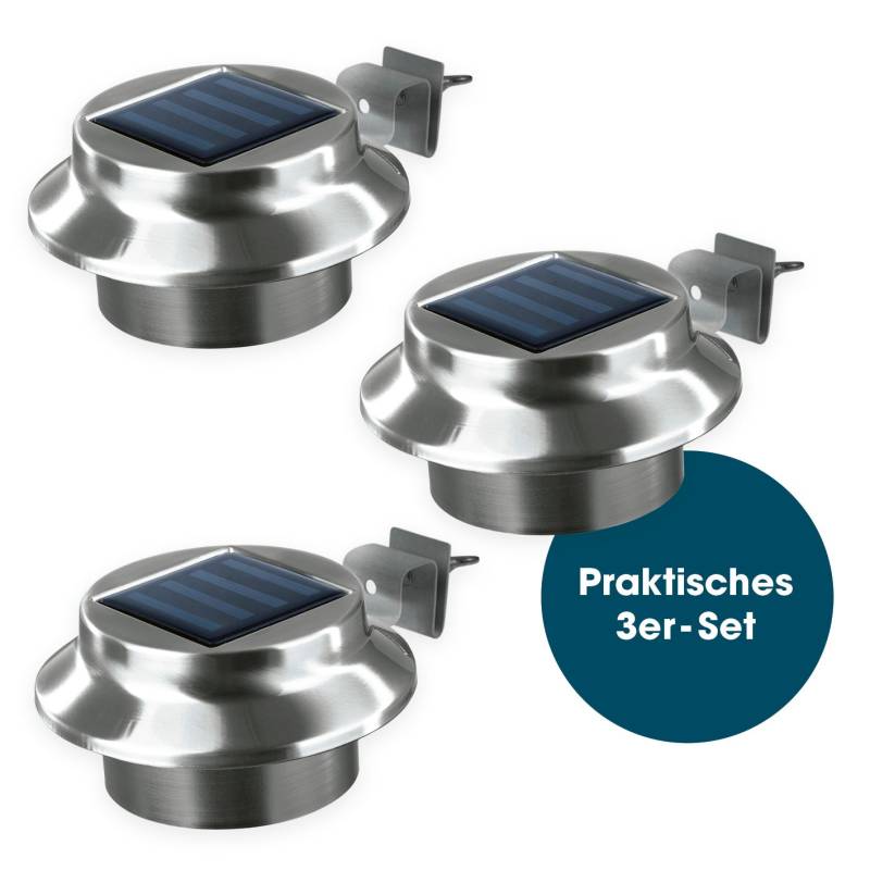 Solar Dachrinnenleuchten in Edelstahl, 3er-Set von EASYmaxx