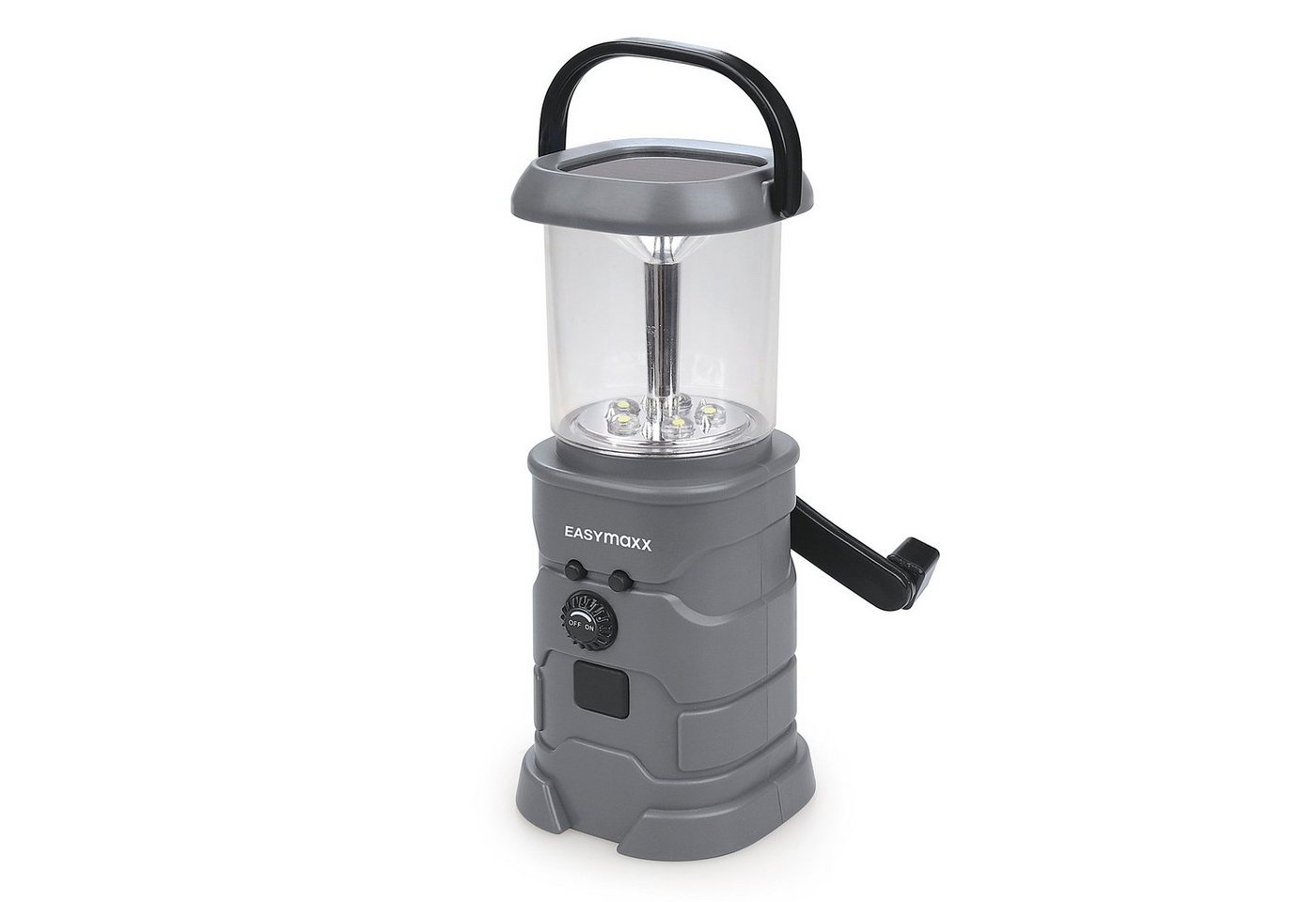 EASYmaxx Taschenlampe Akku-Lampe mit Radio - Lädt über Solar, Kurbel und USB, Camping Lampe Leuchte Outdoor ohne Batterien von EASYmaxx