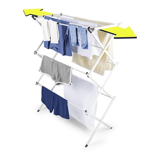 EASYmaxx Teleskop Wäscheständer 800 | Wäscheturm mit 8 m Trockenlänge – faltbar, platzsparend & leicht klappbar | Standtrockner in Klein & Schmal | Turmwäscheständer – Easy ausziehbar & verstaubar von EASYmaxx