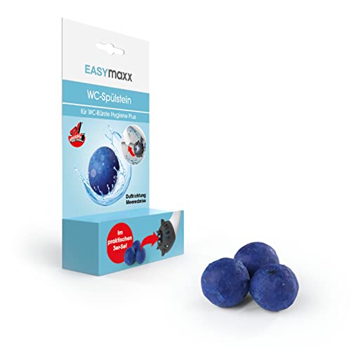 EASYmaxx Toilettenstein für WC-Bürste 3er-Set | WC Stein Toiletten Reiniger extra Frisch | 2 in 1 klick-Funktion Volle Power Hygiene Formel | Frische Duft [Reinigungs Kugeln Blau] von EASYmaxx