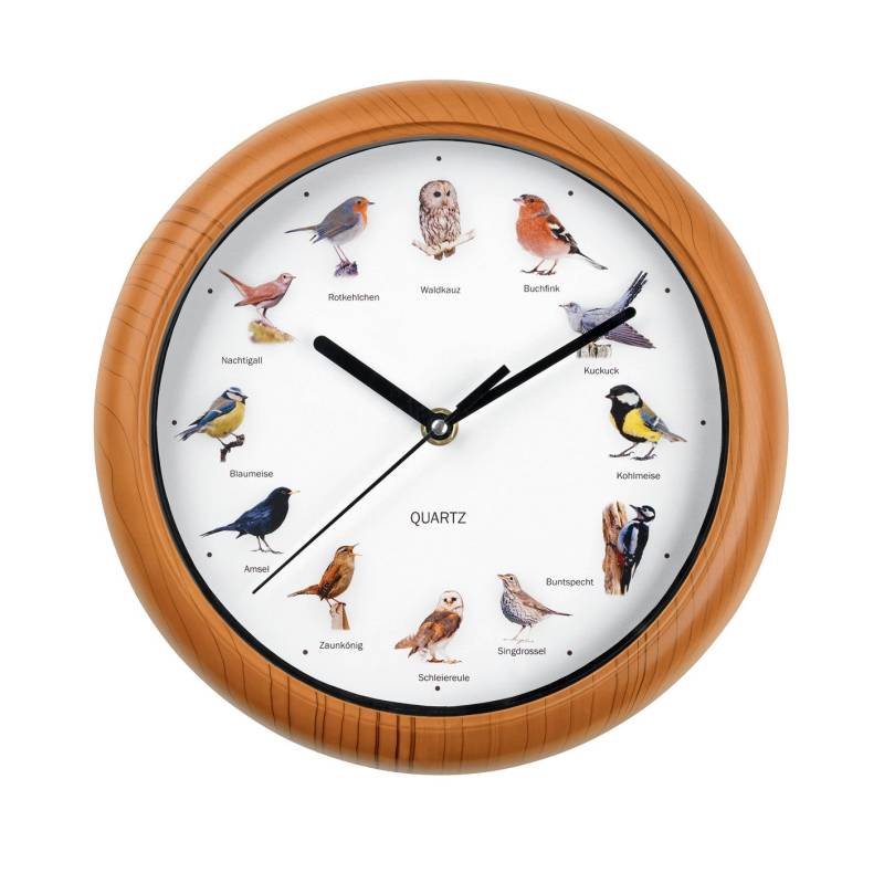 Wanduhr mit Vogelstimmen - 12 Singvogelstimmen - 25 cm von EASYmaxx