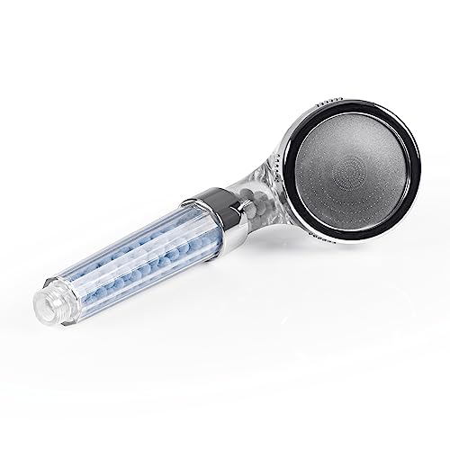 EASYmaxx Wellness-Duschkopf mit Mineralperlen & 3 Wasserstrahl-Modi | Spart 30% Wasser bei ca. 50% mehr Wasserdruck | 344 Mikrodüsen, natürliche Wasserfilterfunktion, für alle 1/2 Zoll [Blau] von EASYmaxx