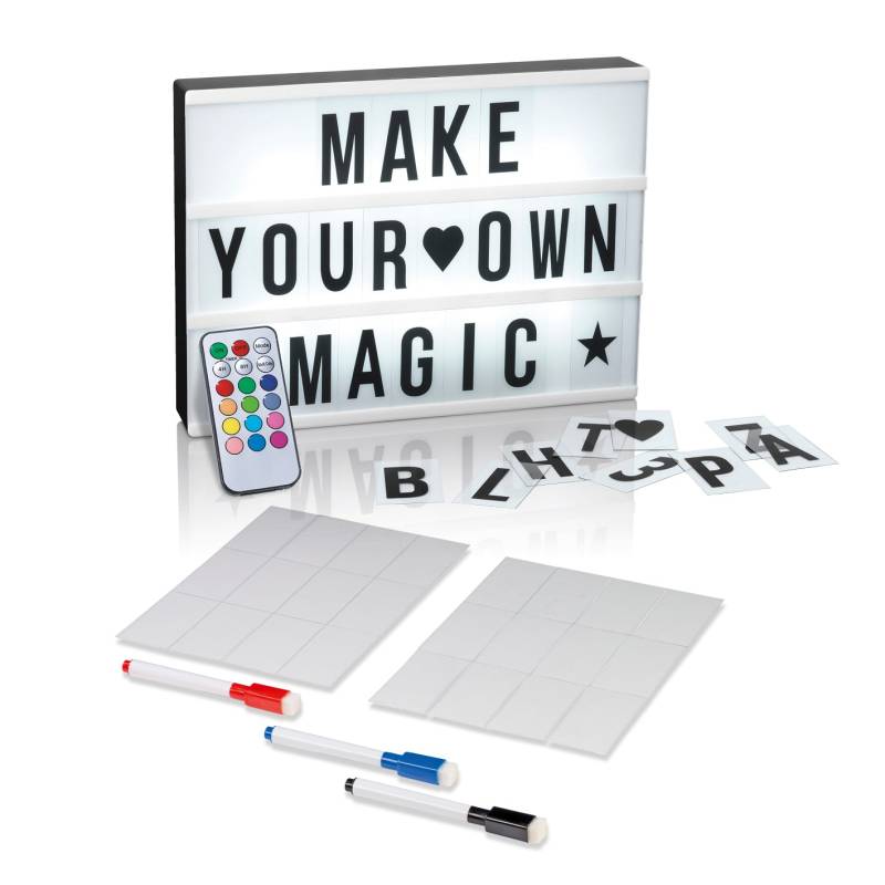 LED-Leuchtkasten mit 173 Buchstaben & Symbole inkl. Schreib-Set (3 Stifte & 20 Karten) von EASYmaxx