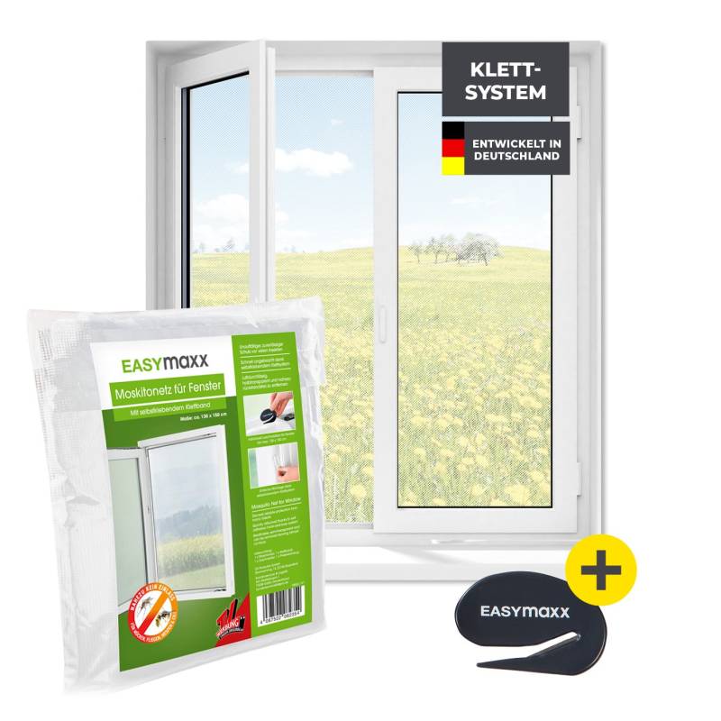 Moskitonetz für Fenster mit selbstklebendem Klettband - 130 x 150 cm - Weiß von EASYmaxx
