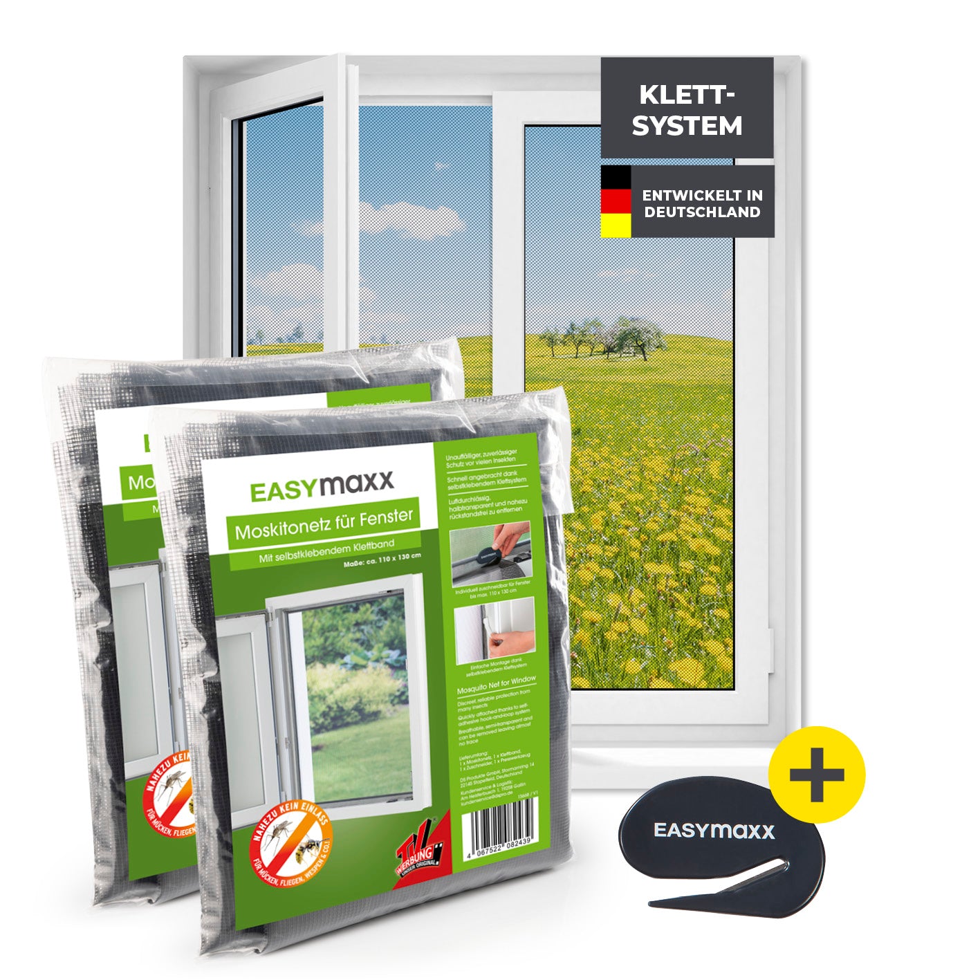 Moskitonetz für Fenster mit selbstklebendem Klettband - 2er-Set - 110 x 130 cm - Schwarz Moskitonetz für Fenster mit selbstklebendem Klettband - 2er-Set - 110 x 130 cm - Schwarz von EASYmaxx