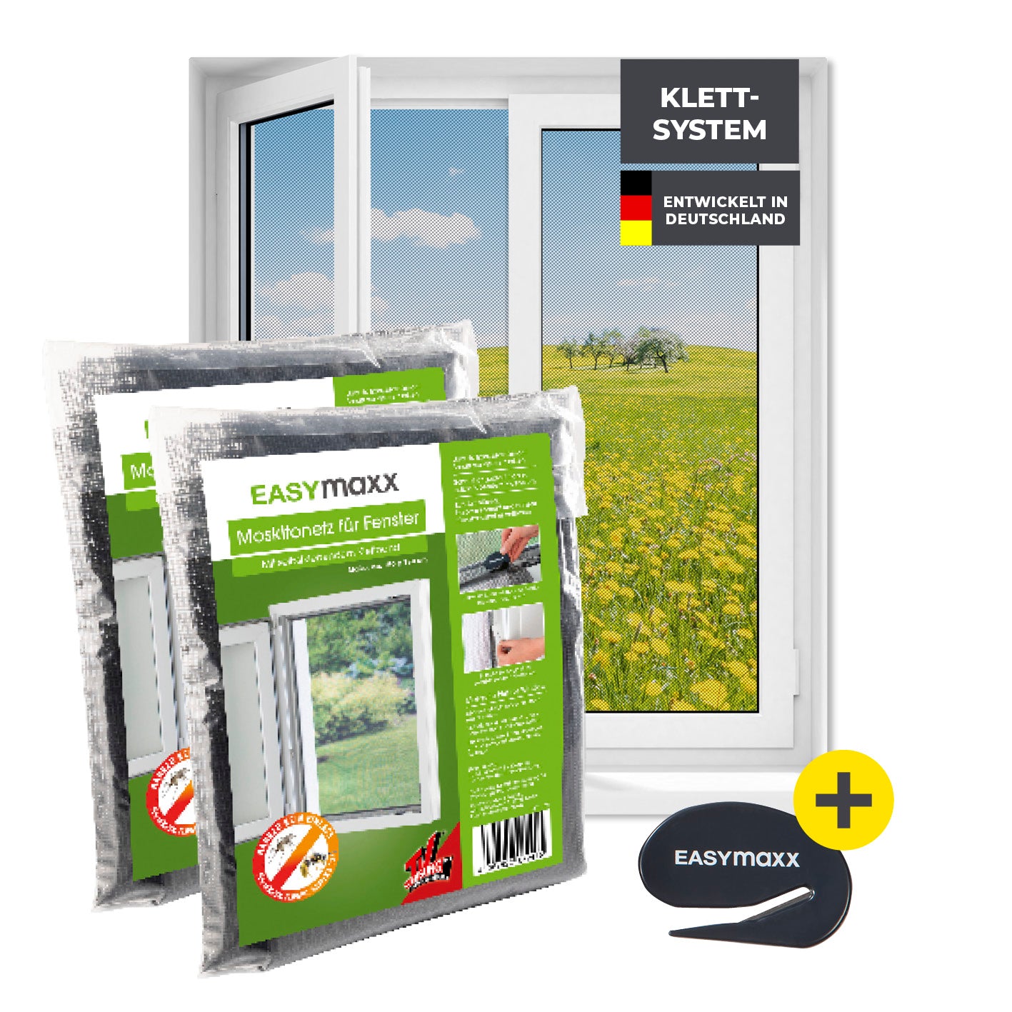 Moskitonetz für Fenster mit selbstklebendem Klettband - 2er-Set - 150 x 180 cm - Schwarz Moskitonetz für Fenster mit selbstklebendem Klettband - 2er-Set - 150 x 180 cm - Schwarz von EASYmaxx