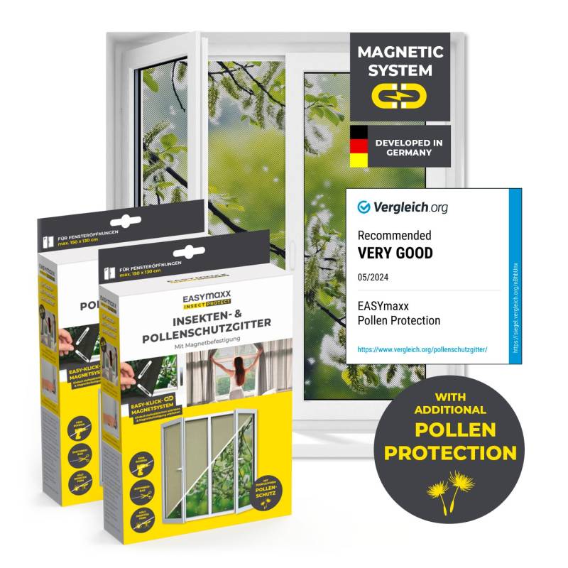 Insekten- & Pollenschutzgitter mit Magnetbefestigung - 2er-Set Insekten- & Pollenschutzgitter mit Magnetbefestigung - 2er-Set von EASYmaxx