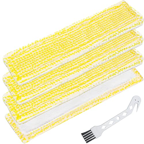 EATBALE Ersatzmikrofaser-Wischmopppad für Kärcher Fenstersauger Zubehör WV 2 Premium (Plus), WV 5 Premium (Plus), WV 6 Plus, Reinigungstuch Pads mit Reinigungsbürste, Gelb Indoor (4 Stück) von EATBALE