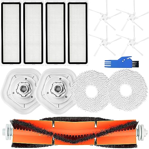 EATBALE Ersatzteile Zubehör für Dreame W10 / W10 Pro Roboterstaubsauger, 1 Hauptbürste, 4 Seitenbürsten, 4 HEPA-Filter, 2 Mikrofaser Wischpads, 2 Wischtuchhalter, 1 Reinigungsbürste (13 Stück) von EATBALE