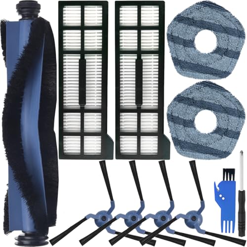 EATBALE Ersatzteilset Zubehör für Eufy X10 Pro Omni Saugroboter, 1 x Hauptbürste, 4 x Seitenbürsten Kantenbürste, 2 x HEPA-Filter, 2 x Wischtücher, Wiederverwendbares & Waschbares Teil (9 Stück) von EATBALE