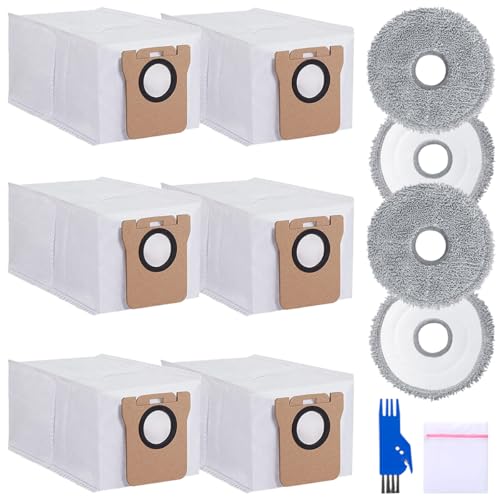 EATBALE Staubbeutel-Wischmopp für Dreame L10s Ultra L10 Ultra L20 Ultra L10 Prime Roboterstaubsauger Ersatzteile 6 x Staubbeutel 4 x Wischtücher 1 x Reinigungsbürste 1 x Wäschebeutel von EATBALE