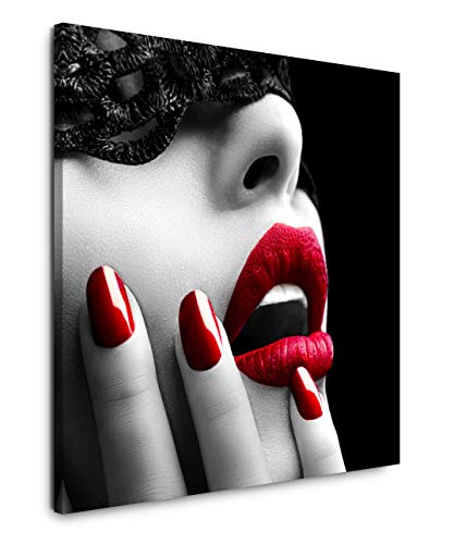 EAUZONE GmbH Frau mit roten Lippen 60x60cm Wandbild auf Leinwand, Kunstdruck Moderne Bilder von EAUZONE GmbH