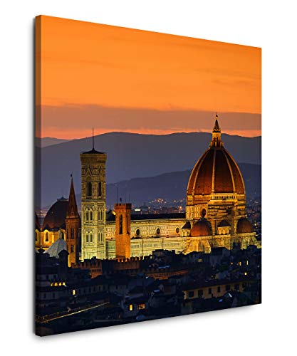 EAUZONE GmbH Kathedrale von Florenz bei Nacht 60x60cm Wandbild auf Leinwand, Kunstdruck Moderne Bilder von EAUZONE GmbH
