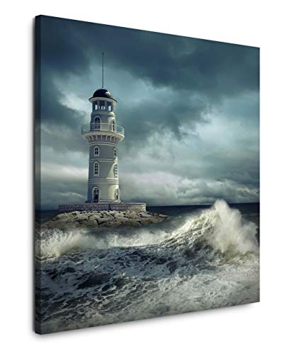 EAUZONE GmbH Leuchtturm im Meer 60x60cm Wandbild auf Leinwand, Kunstdruck Moderne Bilder EAUZONE GmbH Leuchtturm im Meer 60x60cm Wandbild auf Leinwand, Kunstdruck Moderne Bilder von EAUZONE GmbH