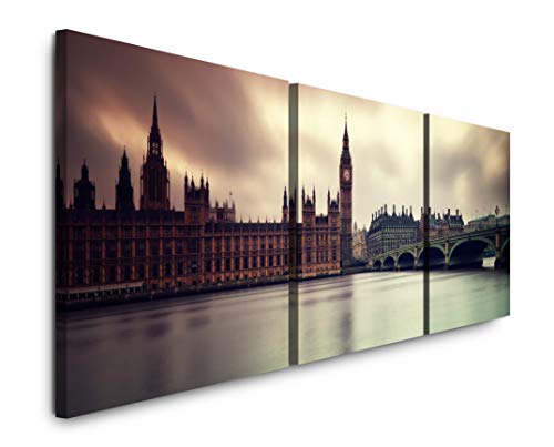 EAUZONE GmbH London 220 x 70cm - 3 Bilder je 70x70cm Bild XXL Panorama Deko Wandbilder auf Leinwand von EAUZONE GmbH