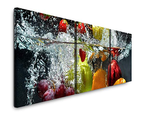 EAUZONE GmbH Obst und Gemüse in Wasser 220 x 70cm - 3 Bilder je 70x70cm Bild XXL Panorama Deko Wandbilder auf Leinwand von EAUZONE GmbH