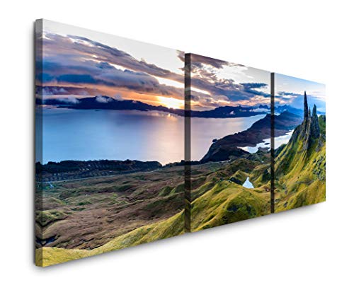 EAUZONE GmbH Schottland Panorama 220 x 70cm - 3 Bilder je 70x70cm Bild XXL Panorama Deko Wandbilder auf Leinwand von EAUZONE GmbH