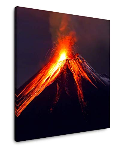 EAUZONE GmbH Vulkan mit Lava 60x60cm Wandbild auf Leinwand, Kunstdruck Moderne Bilder von EAUZONE GmbH