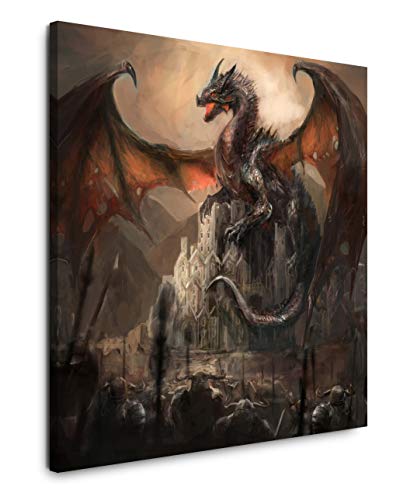 EAUZONE GmbH dunkler Drache 60x60cm Wandbild auf Leinwand, Kunstdruck Moderne Bilder von EAUZONE GmbH